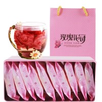 云南墨红玫瑰花冠茶独立包装一朵一杯10朵礼盒装厂家批发墨红玫瑰